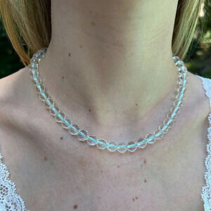 Crystal Quartz Bead Necklace Gold-Filled Clasp